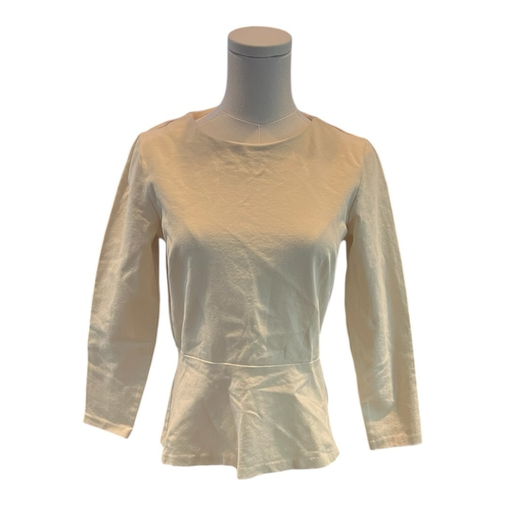 J.Crew Ivory / Off White Ponte Peplum Back Zip Blouse Size Small